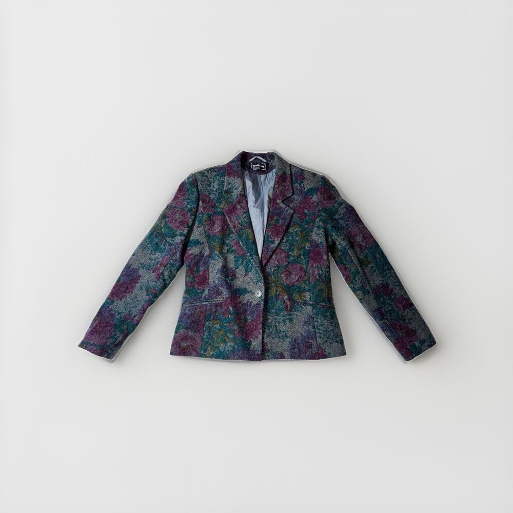 Vintage Gallery Floral Wool Blazer Jacket Womens size 10